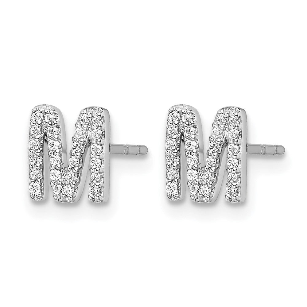 Diamond Initial M Post Earrings - WBC