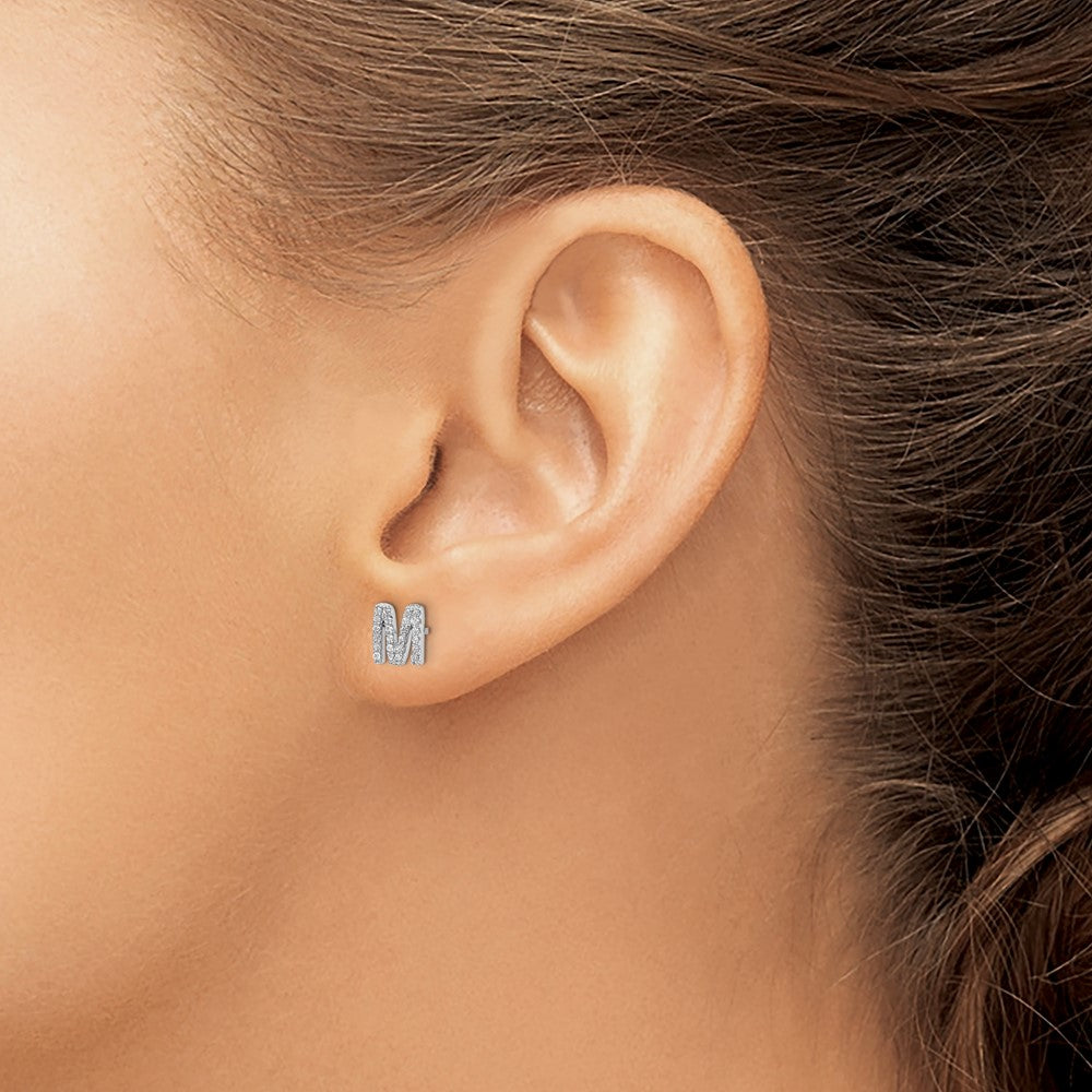 Diamond Initial M Post Earrings - WBC