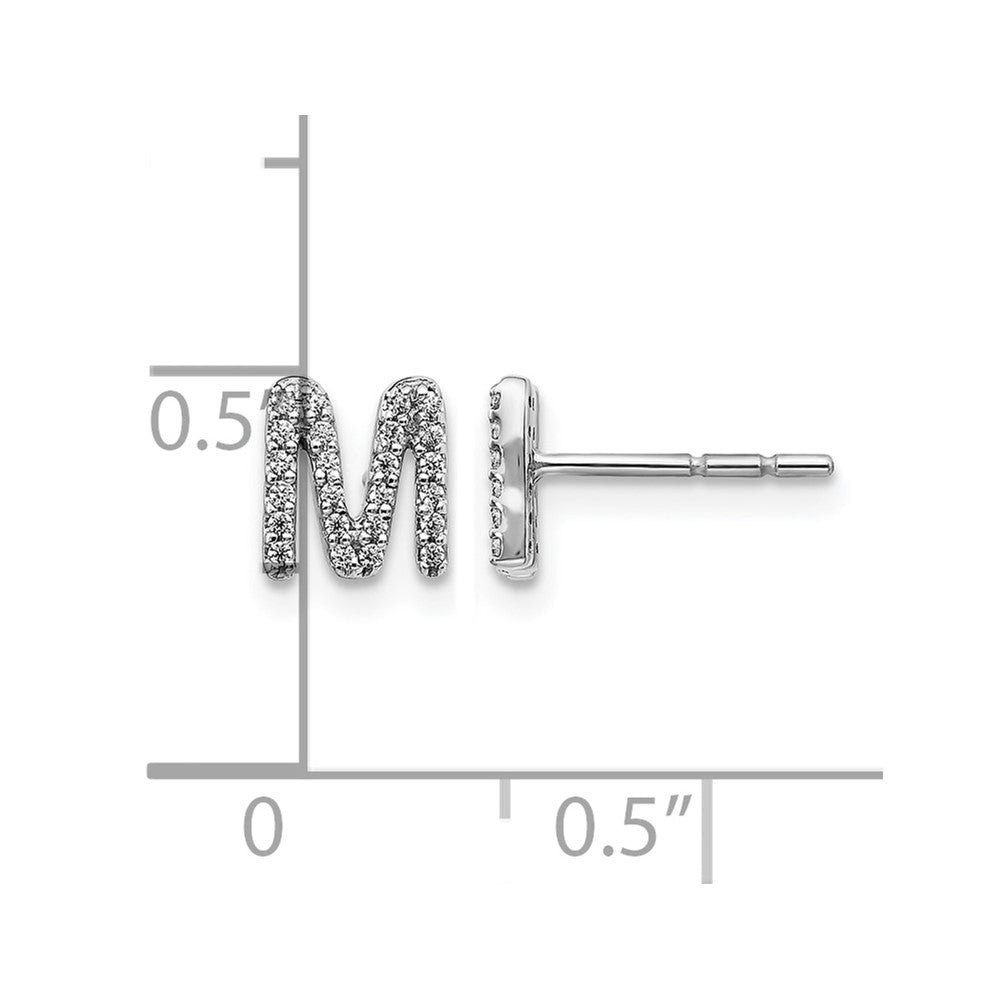 Diamond Initial M Post Earrings - WBC