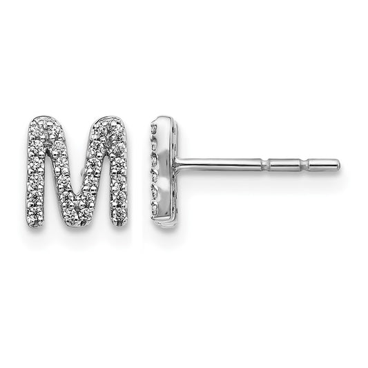 Diamond Initial M Post Earrings - WBC