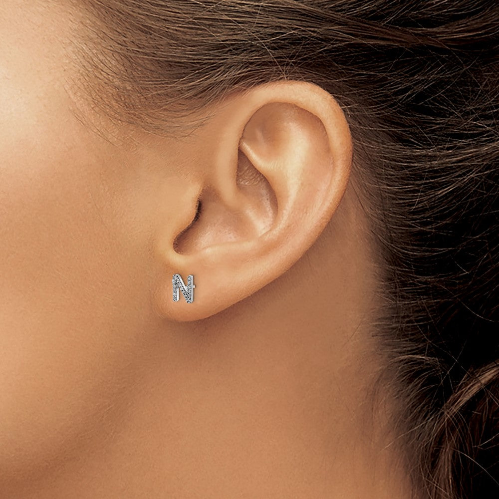 Diamond Initial N Post Earrings - WBC