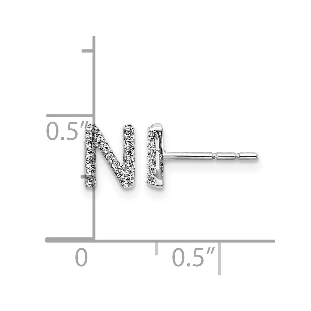 Diamond Initial N Post Earrings - WBC