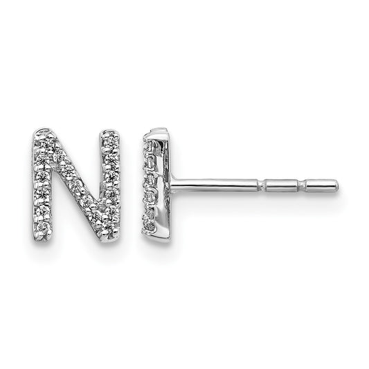 Diamond Initial N Post Earrings - WBC