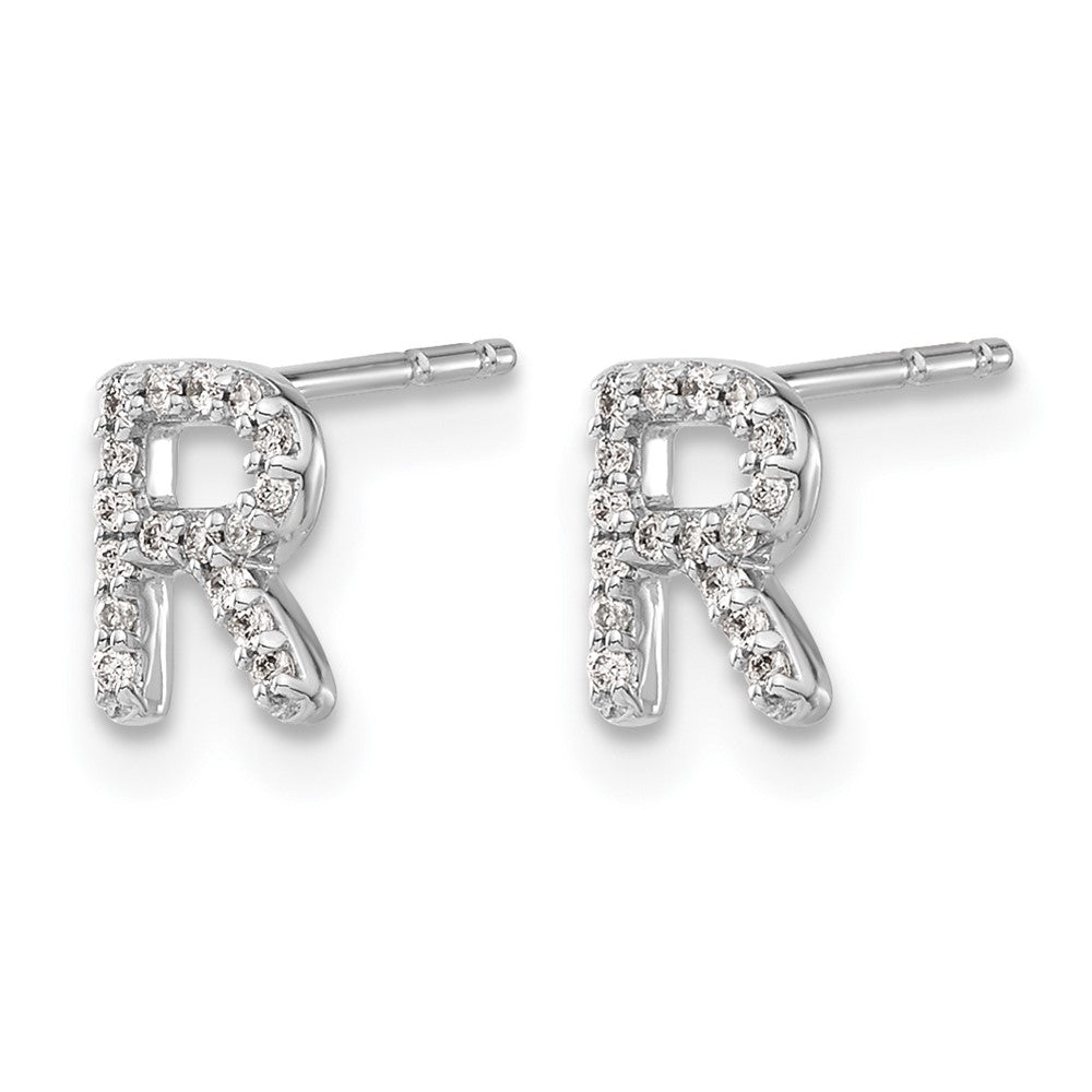 Diamond Initial R Post Earrings - WBC