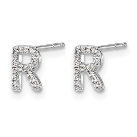 Diamond Initial R Post Earrings - WBC