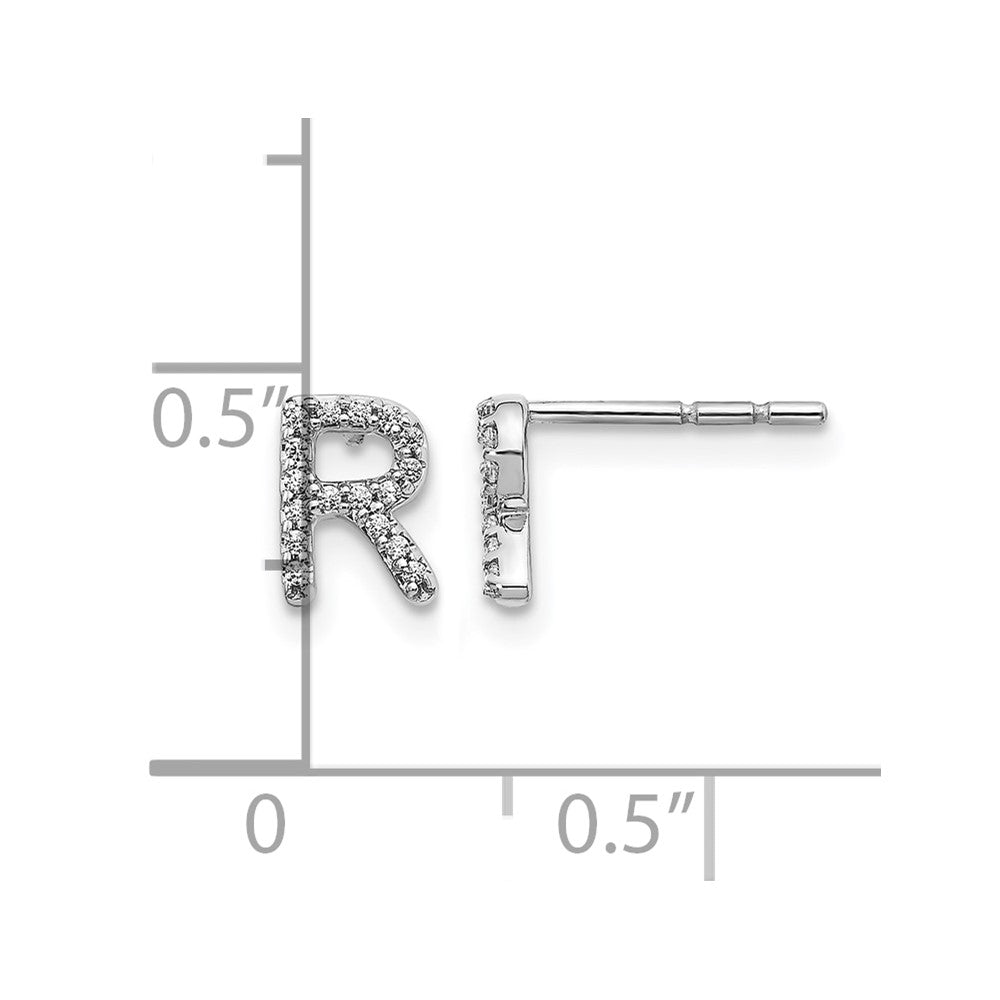 Diamond Initial R Post Earrings - WBC
