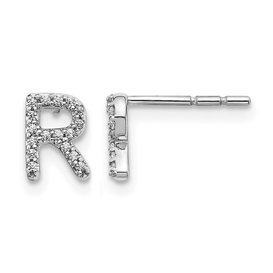 Diamond Initial R Post Earrings - WBC