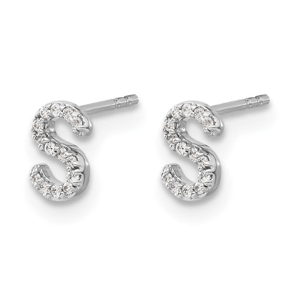 Diamond Initial S Post Earrings - WBC