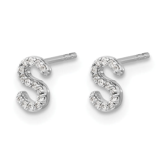 Diamond Initial S Post Earrings - WBC