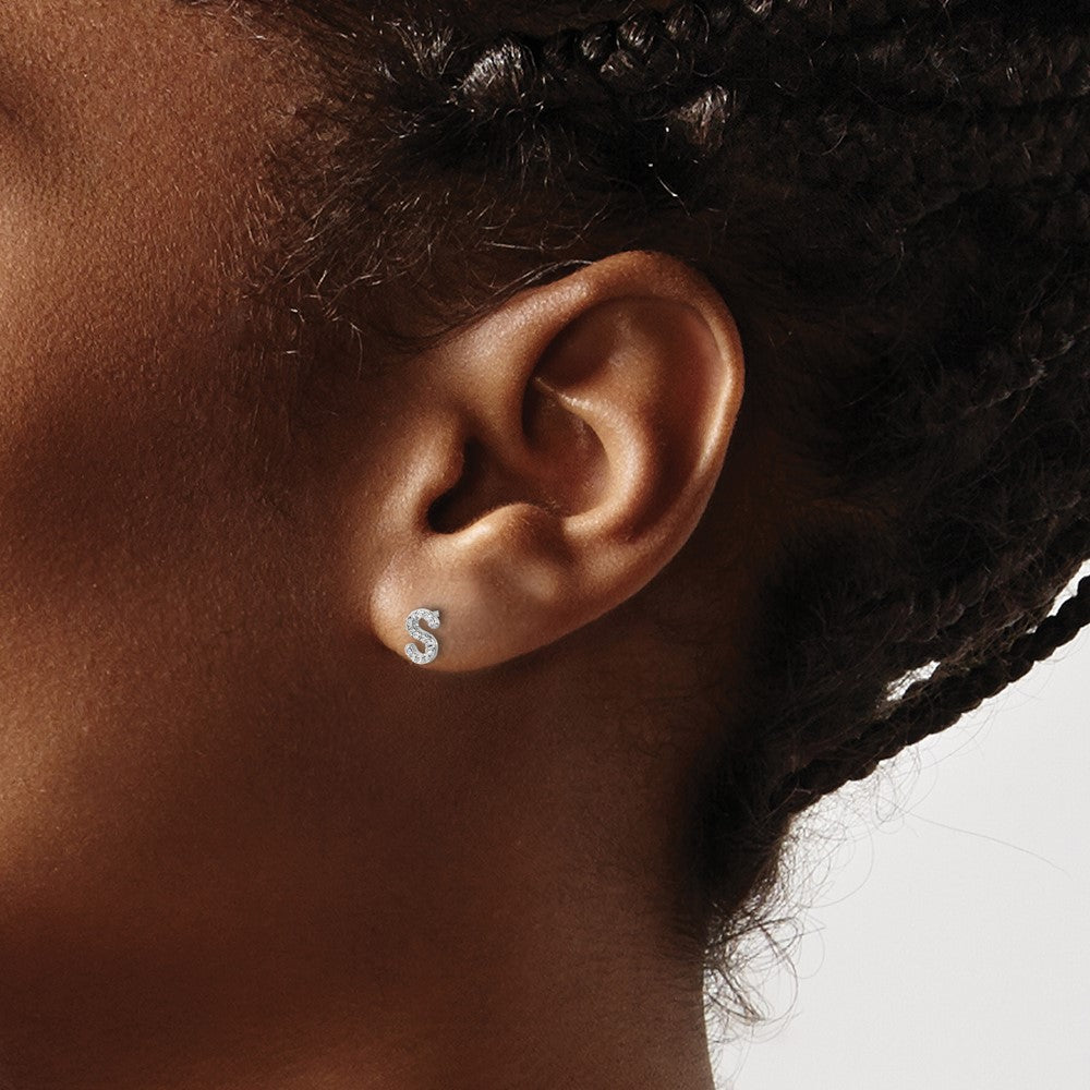 Diamond Initial S Post Earrings - WBC