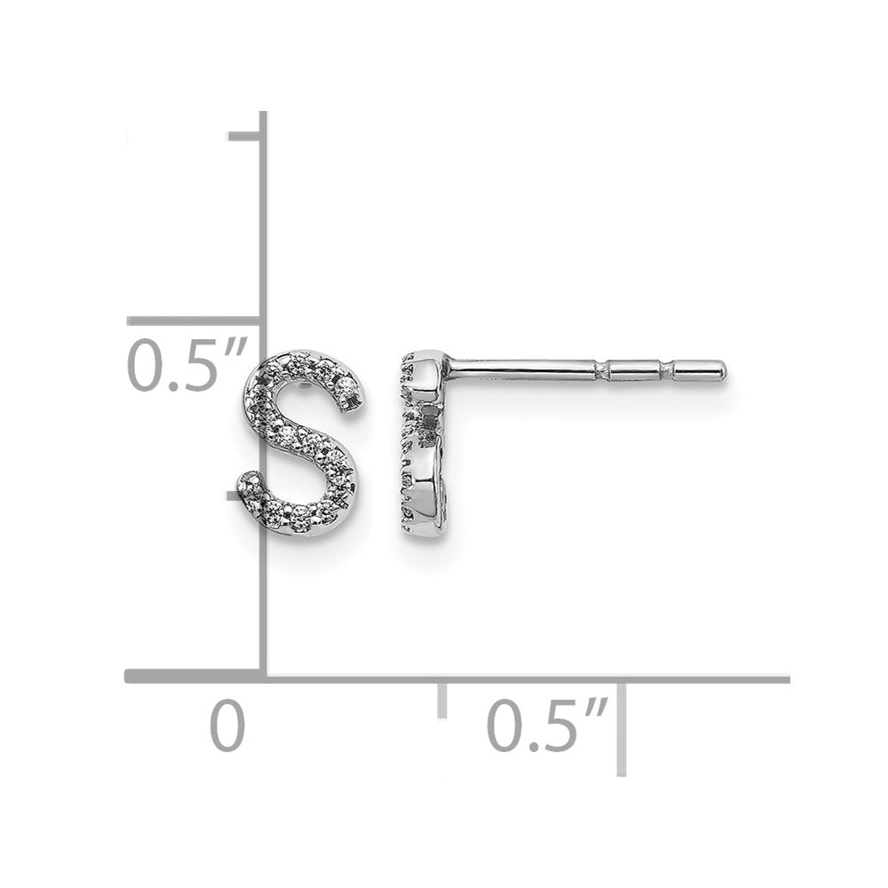 Diamond Initial S Post Earrings - WBC