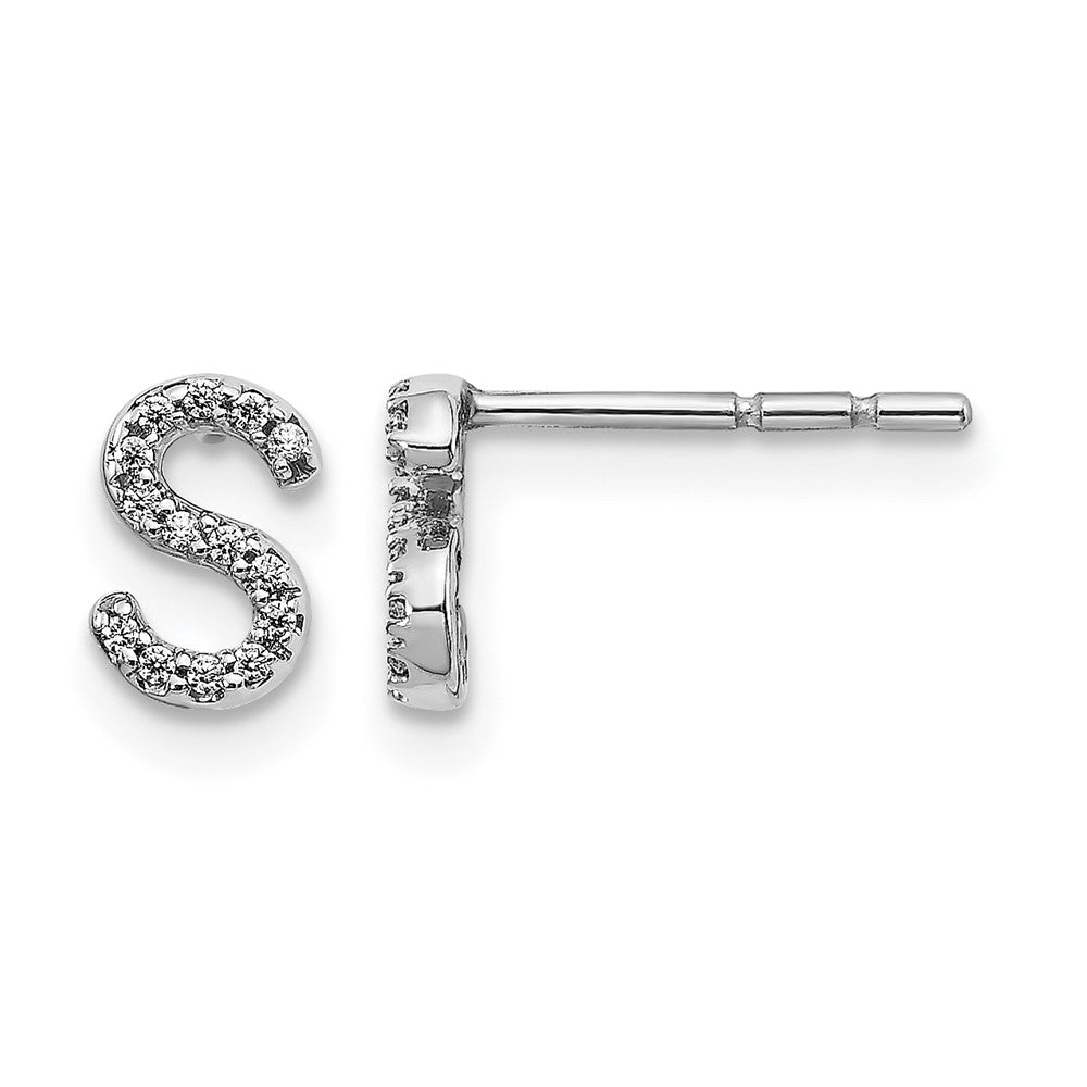 Diamond Initial S Post Earrings - WBC