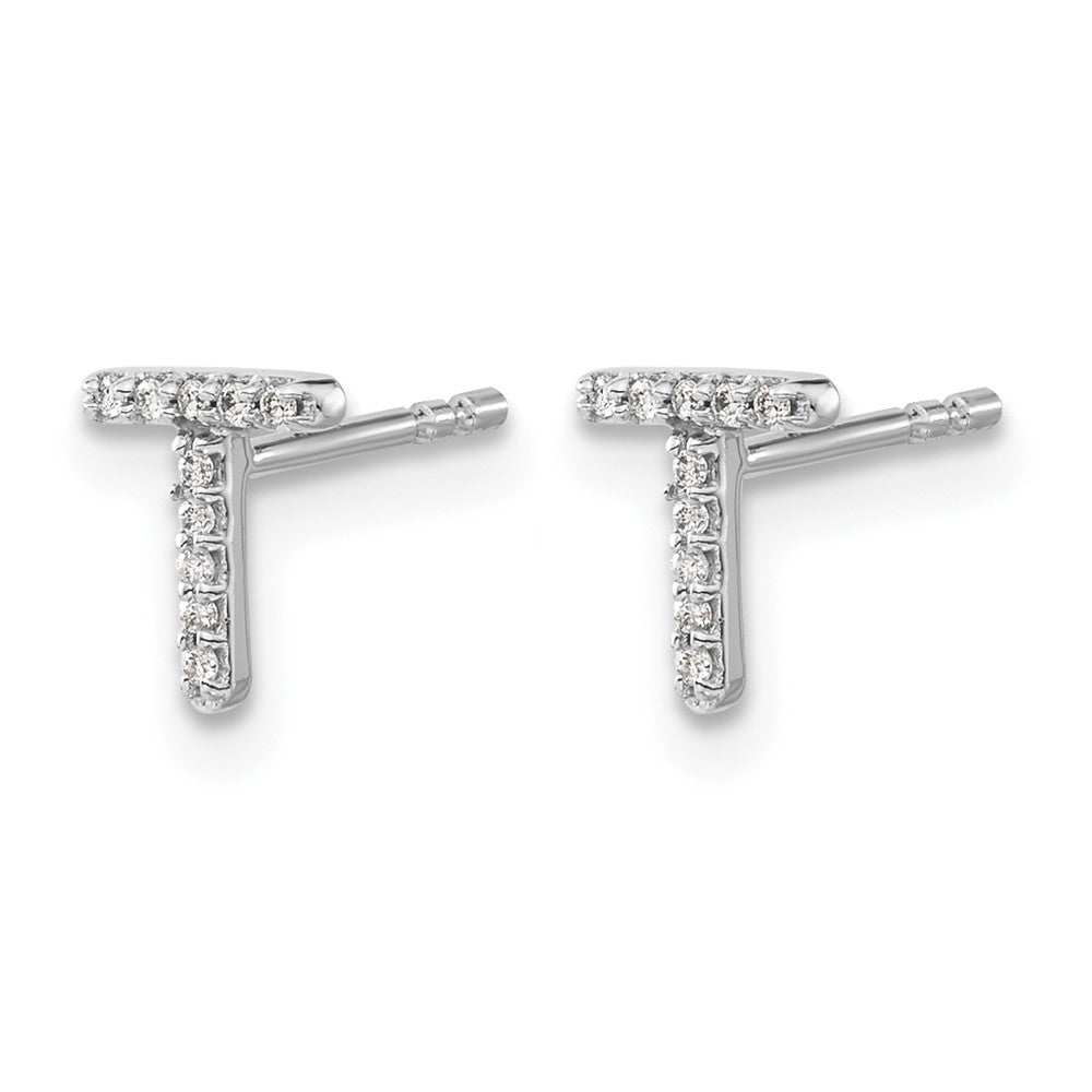 Diamond Initial T Post Earrings - WBC