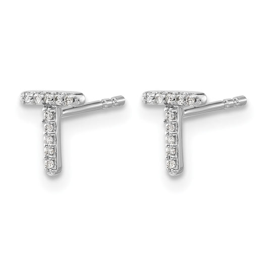 Diamond Initial T Post Earrings - WBC