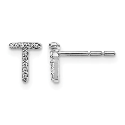 Diamond Initial T Post Earrings - WBC