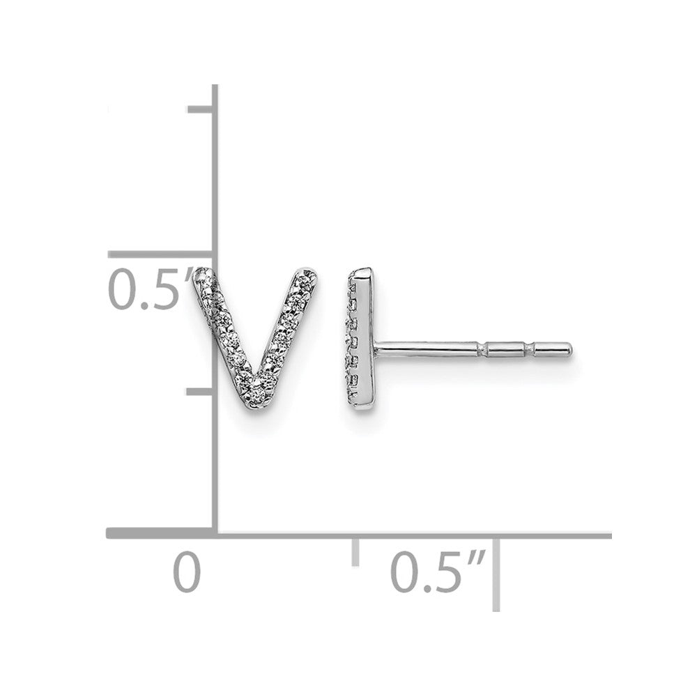 Diamond Initial V Post Earrings - WBC