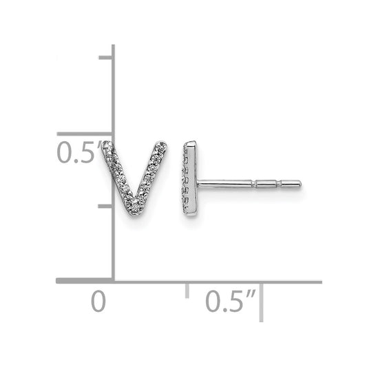 Diamond Initial V Post Earrings - WBC