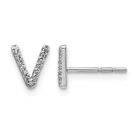 Diamond Initial V Post Earrings - WBC