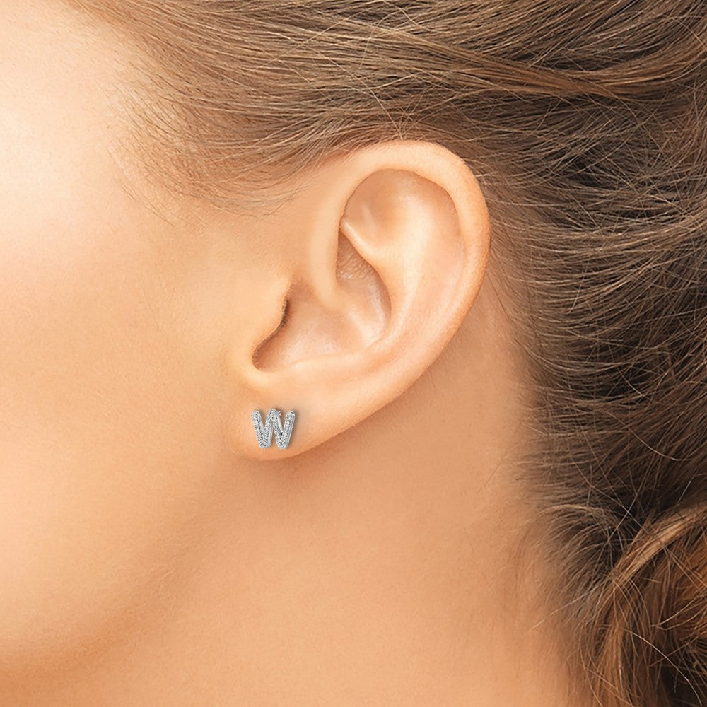 Diamond Initial W Post Earrings - WBC