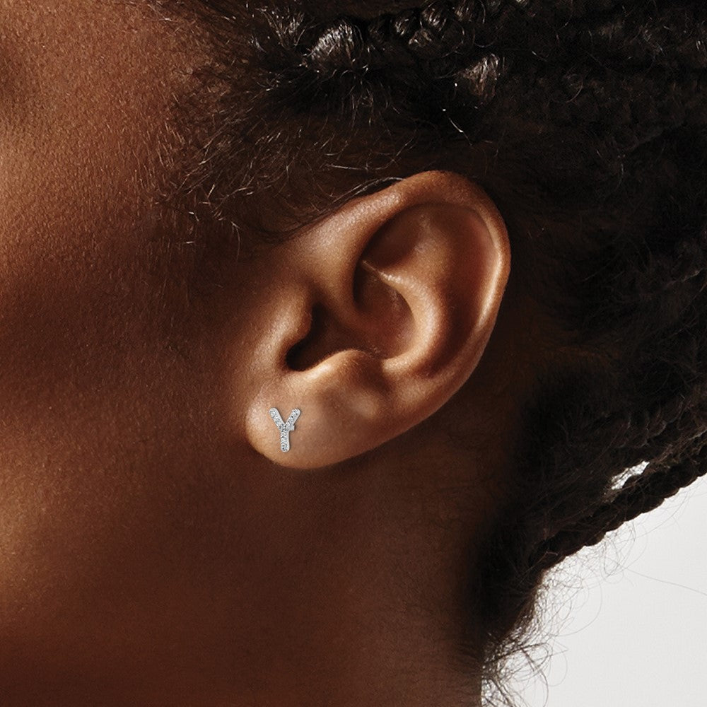 Diamond Initial Y Post Earrings - WBC