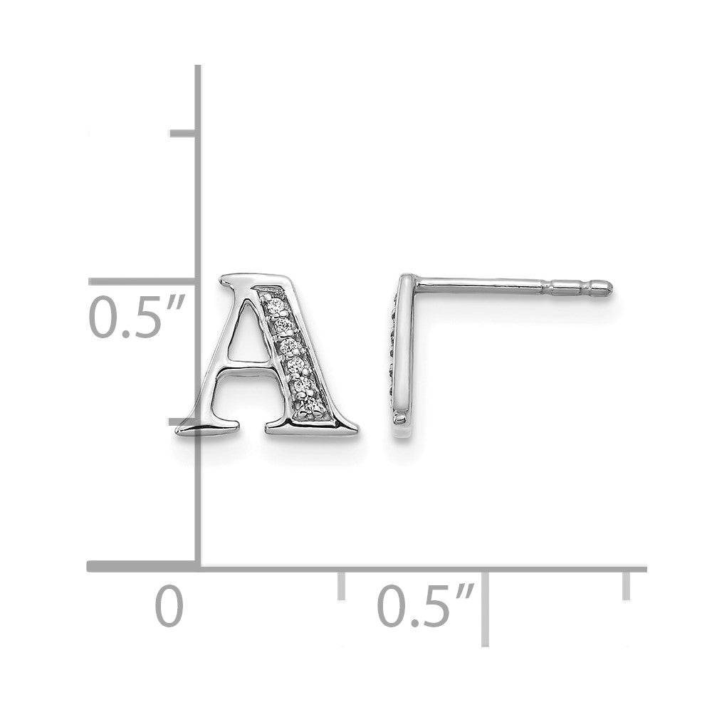 Diamond Initial A Post Earrings - WBC