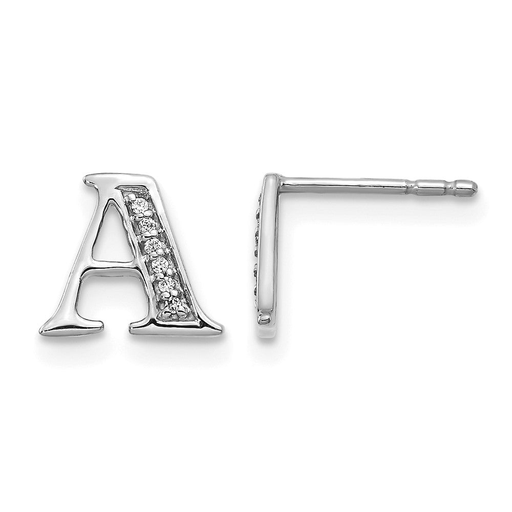 Diamond Initial A Post Earrings - WBC