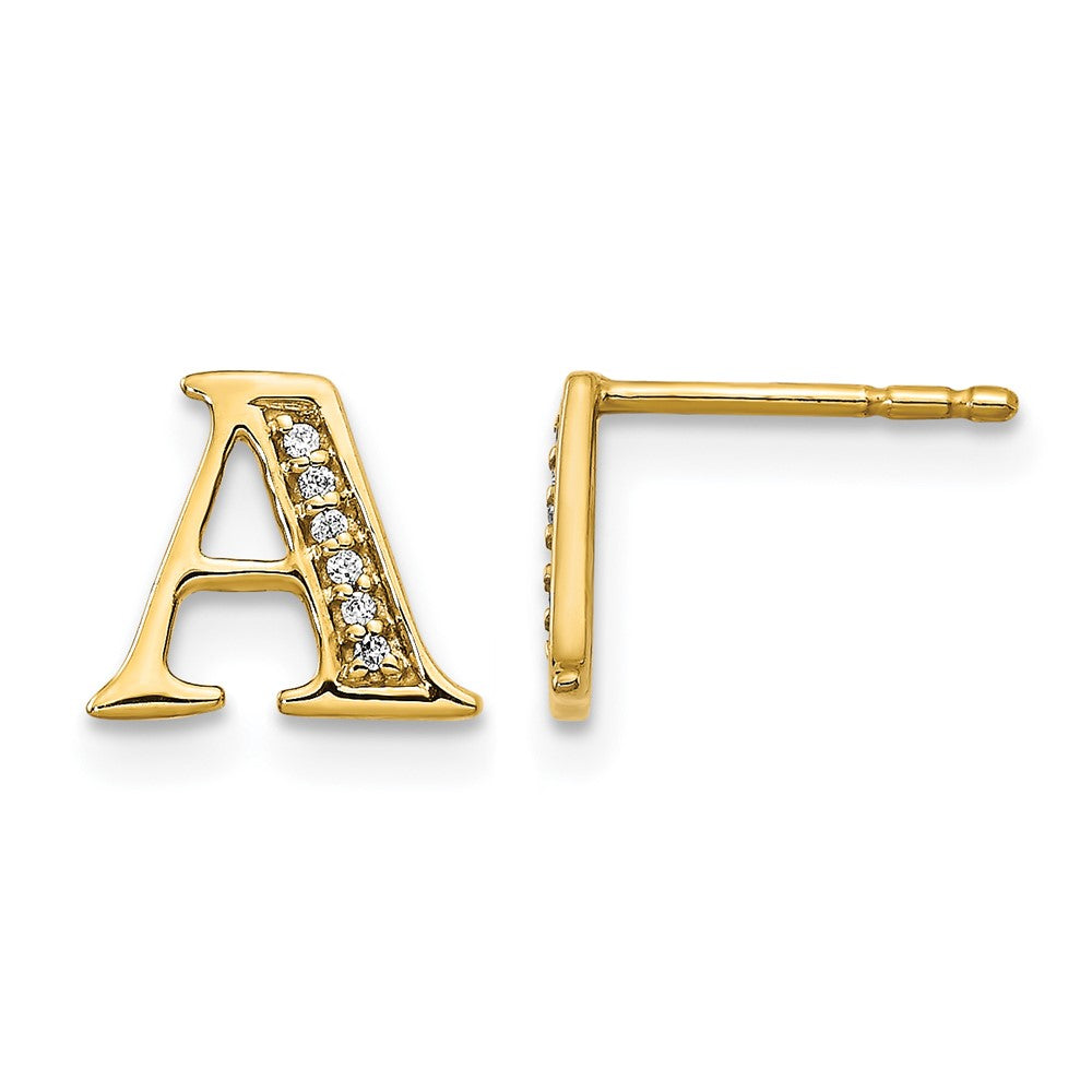 Diamond Initial A Post Earrings - WBC