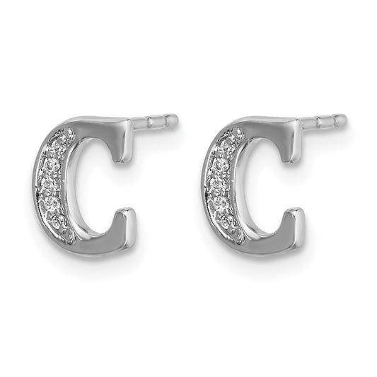 Diamond Initial C Post Earrings - WBC