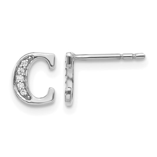 Diamond Initial C Post Earrings - WBC