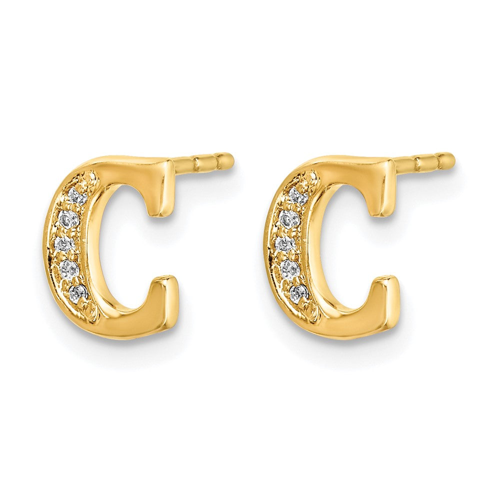 Diamond Initial C Post Earrings - WBC