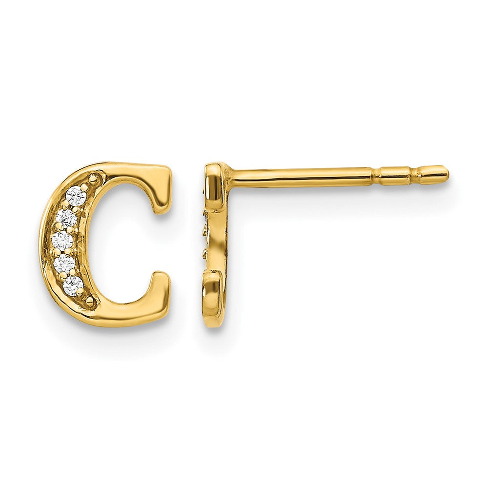 Diamond Initial C Post Earrings - WBC