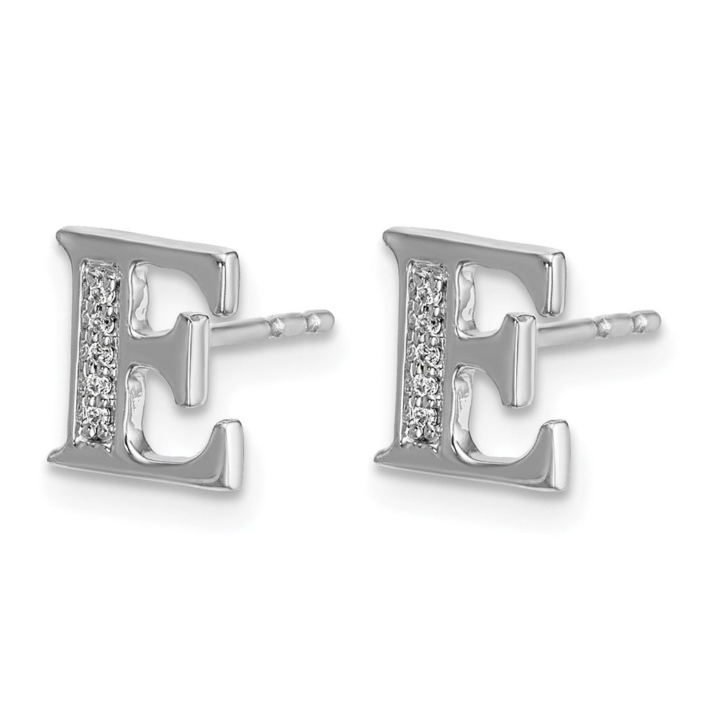 Diamond Initial E Post Earrings - WBC