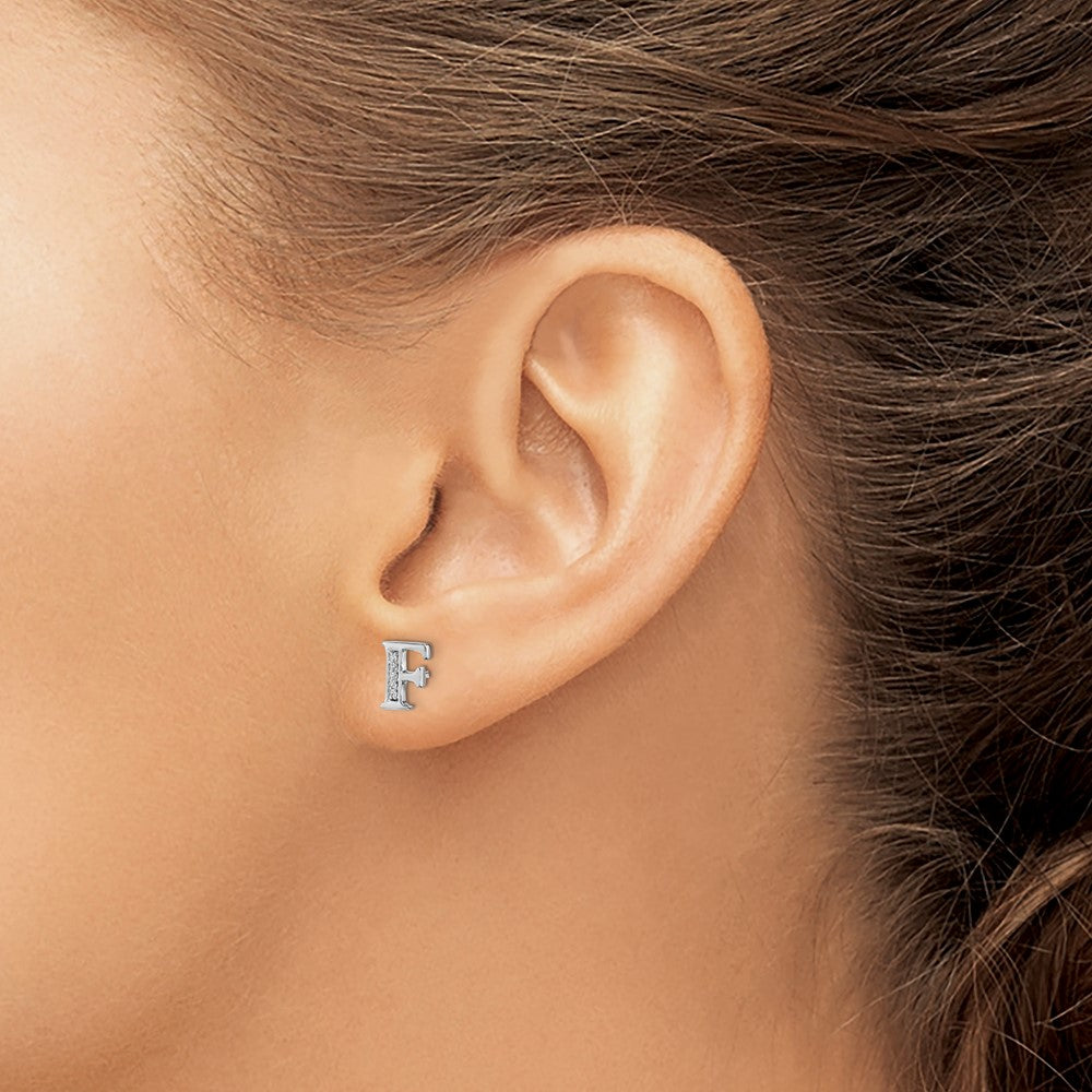 Diamond Initial F Post Earrings - WBC
