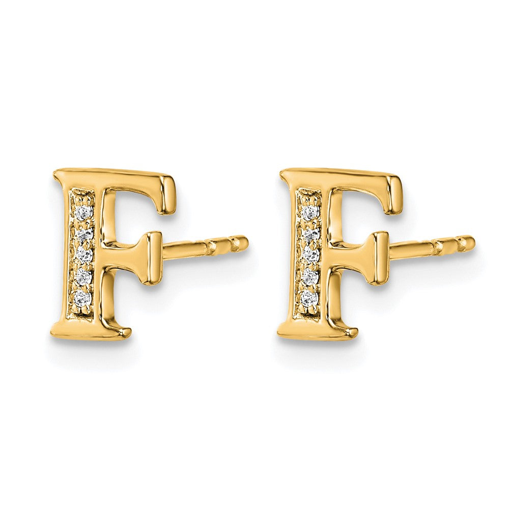 Diamond Initial F Post Earrings - WBC