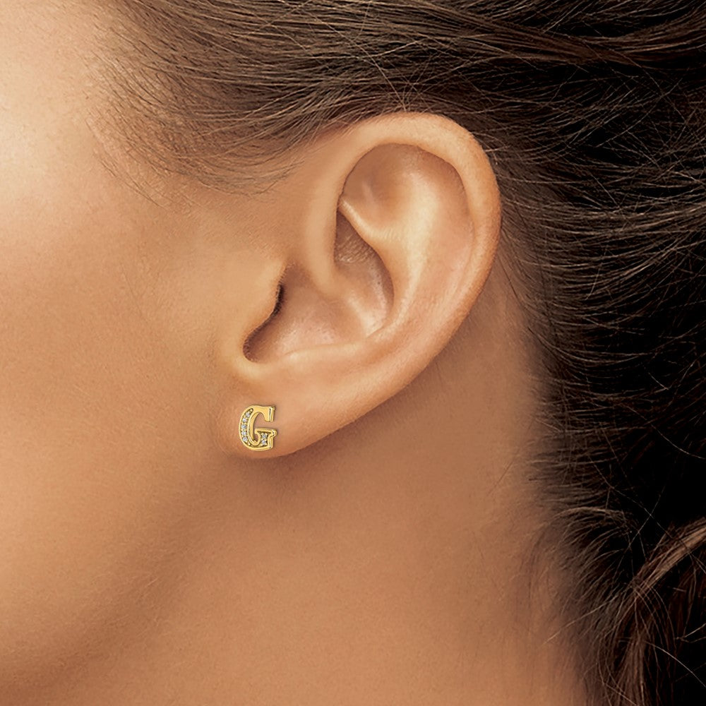 Diamond Initial G Post Earrings - WBC