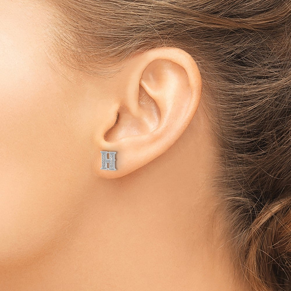 Diamond Initial H Post Earrings - WBC