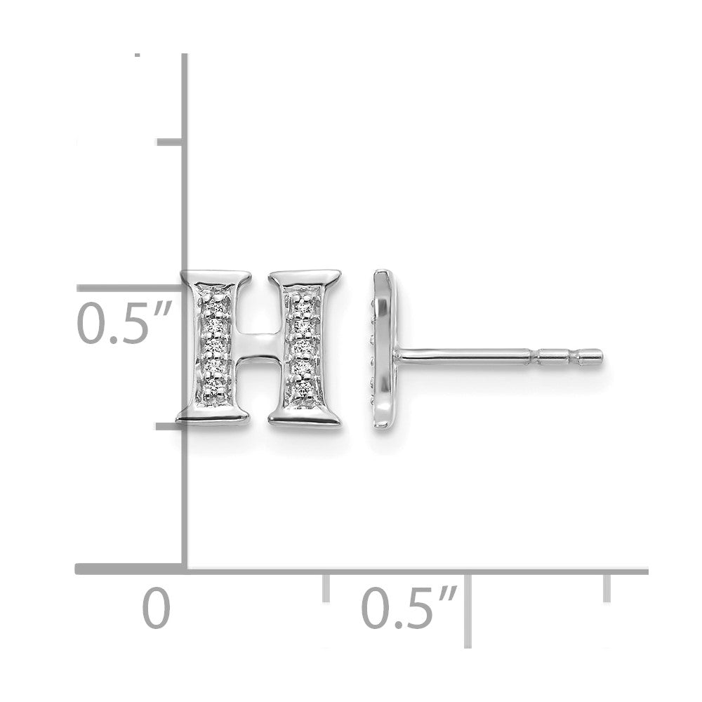 Diamond Initial H Post Earrings - WBC