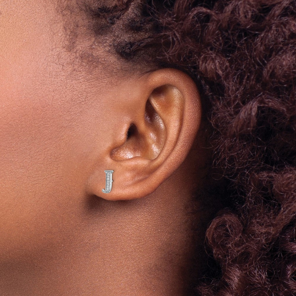 Diamond Initial J Post Earrings - WBC