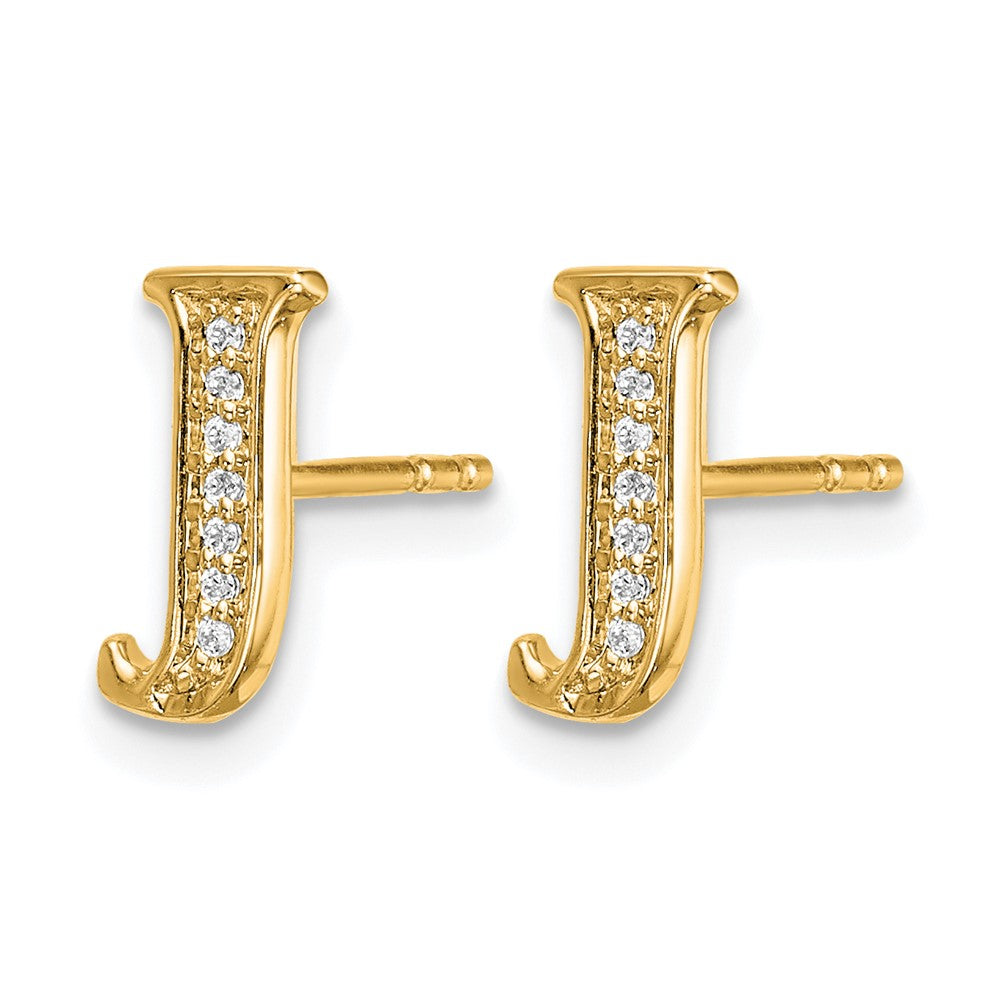 Diamond Initial J Post Earrings - WBC