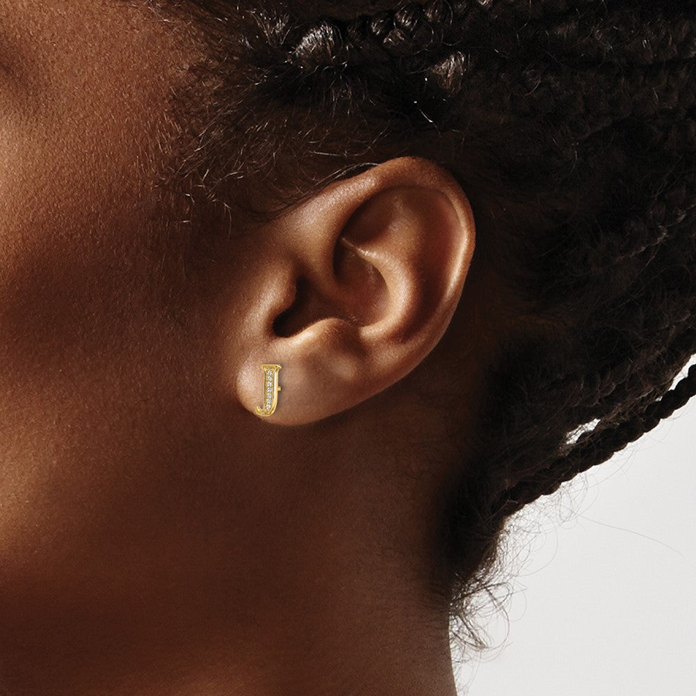 Diamond Initial J Post Earrings - WBC