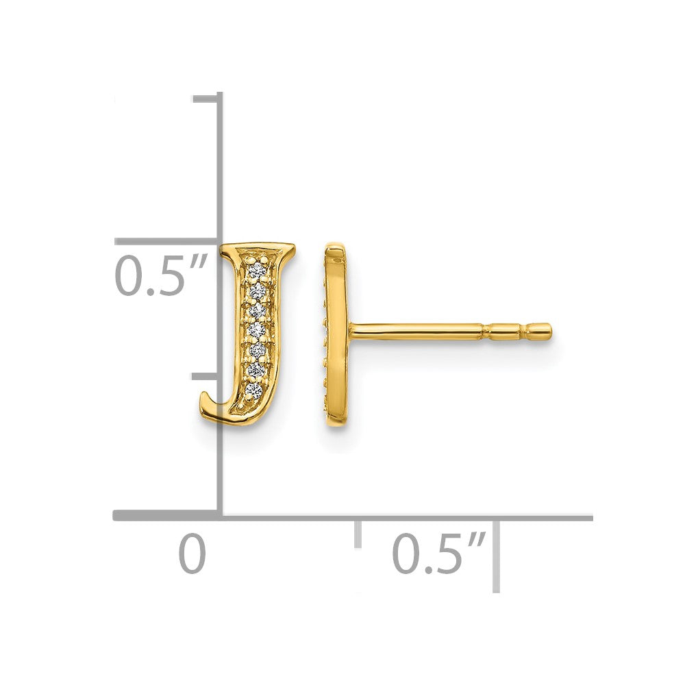 Diamond Initial J Post Earrings - WBC