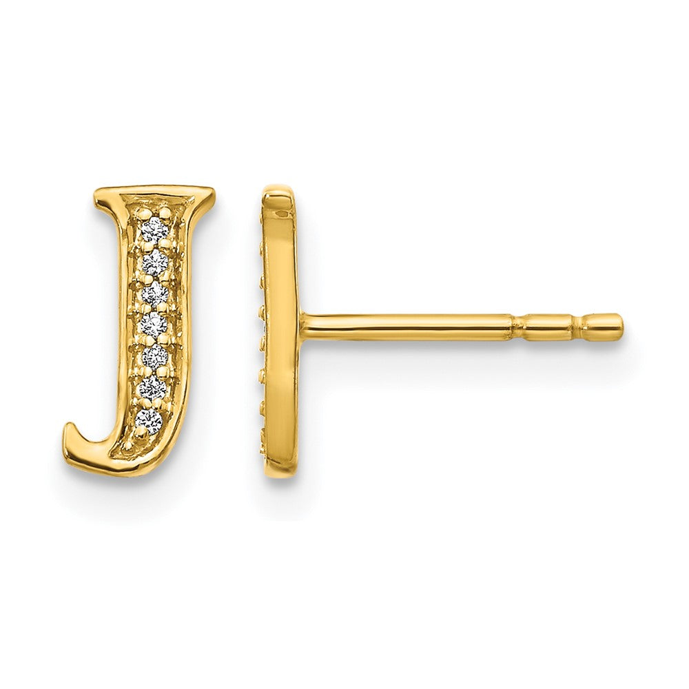 Diamond Initial J Post Earrings - WBC