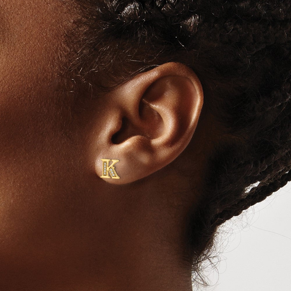 Diamond Initial K Post Earrings - WBC