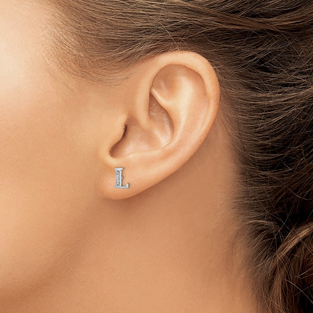 Diamond Initial L Post Earrings - WBC