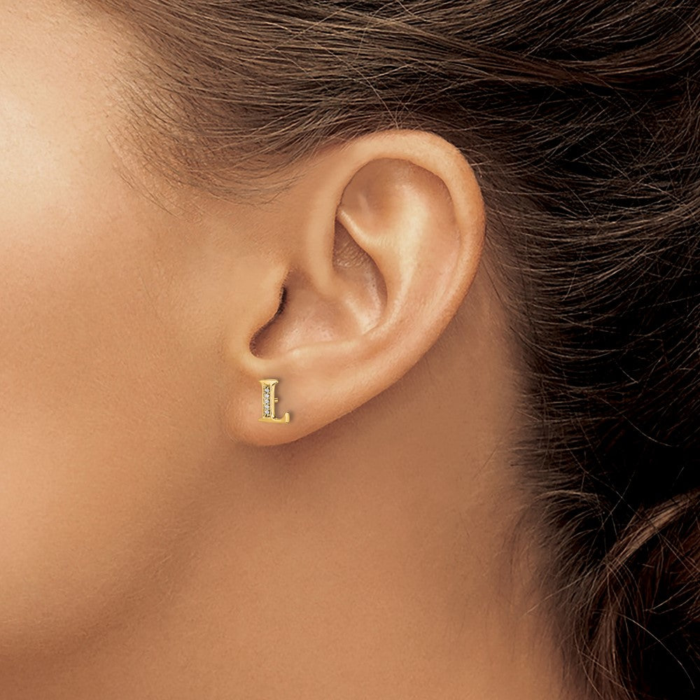 Diamond Initial L Post Earrings - WBC