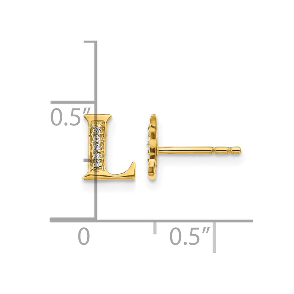 Diamond Initial L Post Earrings - WBC