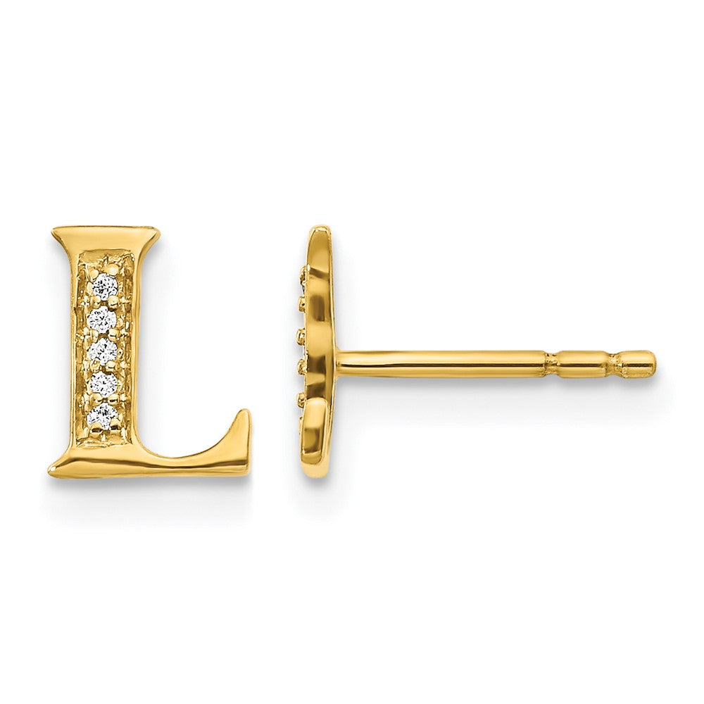Diamond Initial L Post Earrings - WBC