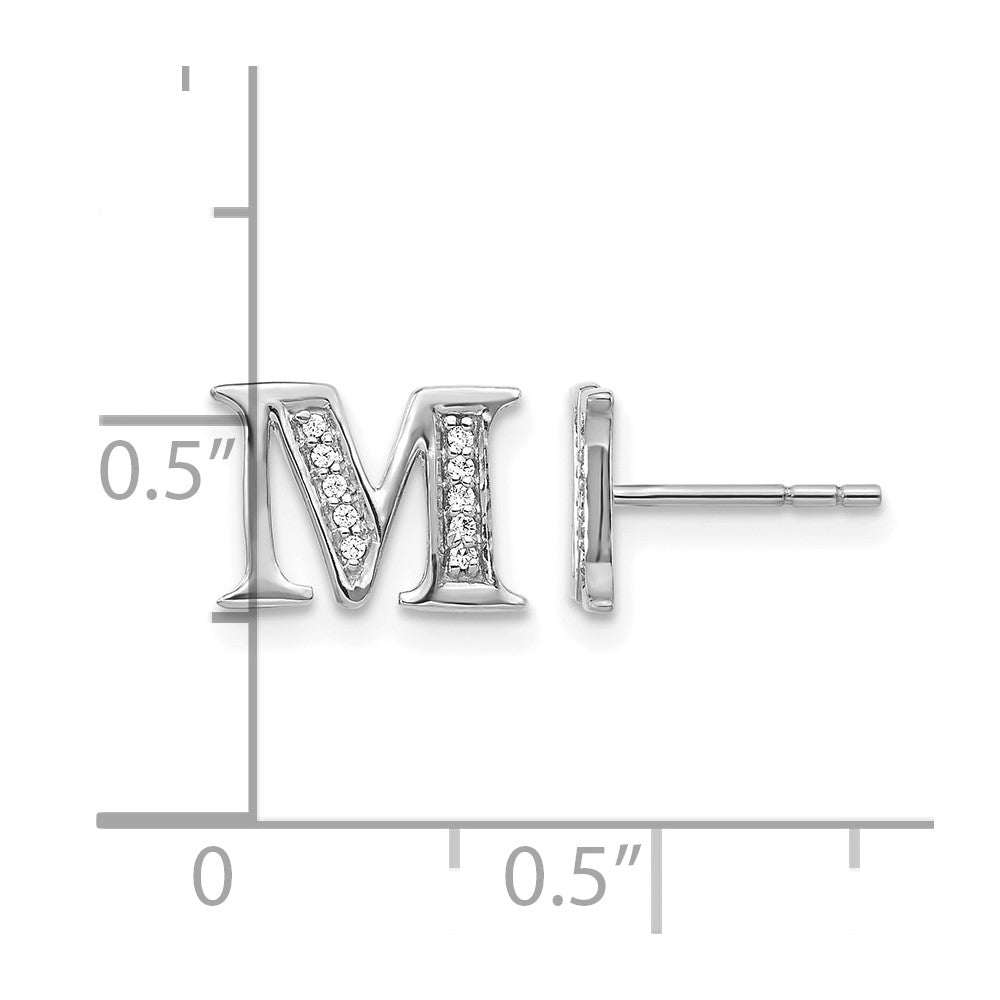 Diamond Initial M Post Earrings - WBC
