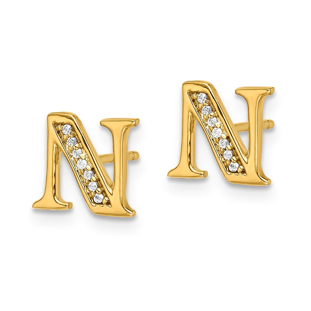 Diamond Initial N Post Earrings - WBC