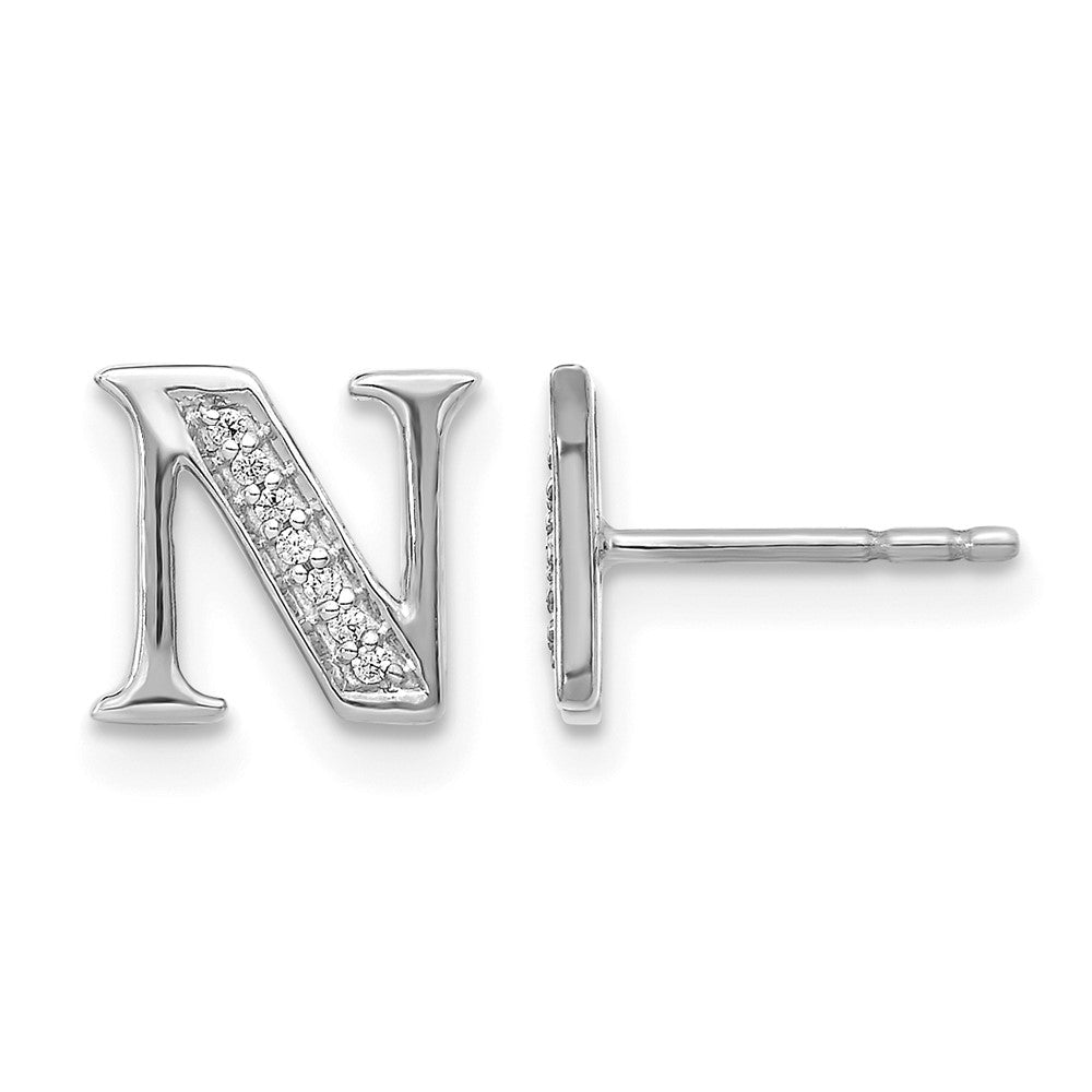 Diamond Initial N Post Earrings - WBC